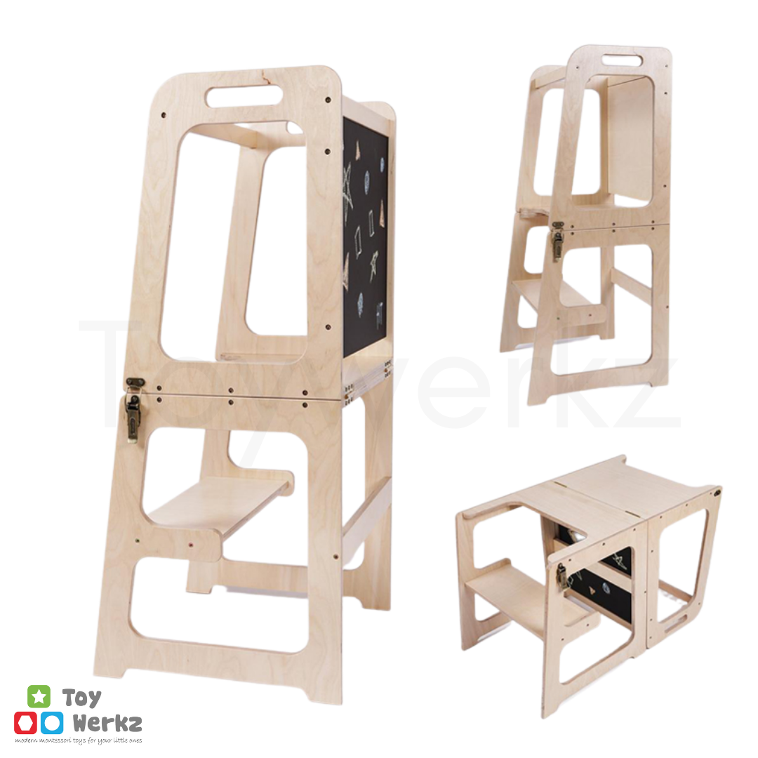PREORDER 3in1 Wooden Learning Tower - Toy Werkz Singapore